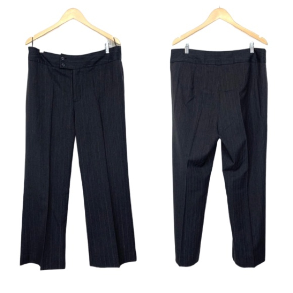 NYDJ Creased Leg Light Black Micro Chevron Print Pinstripe Dress Pants Size 16